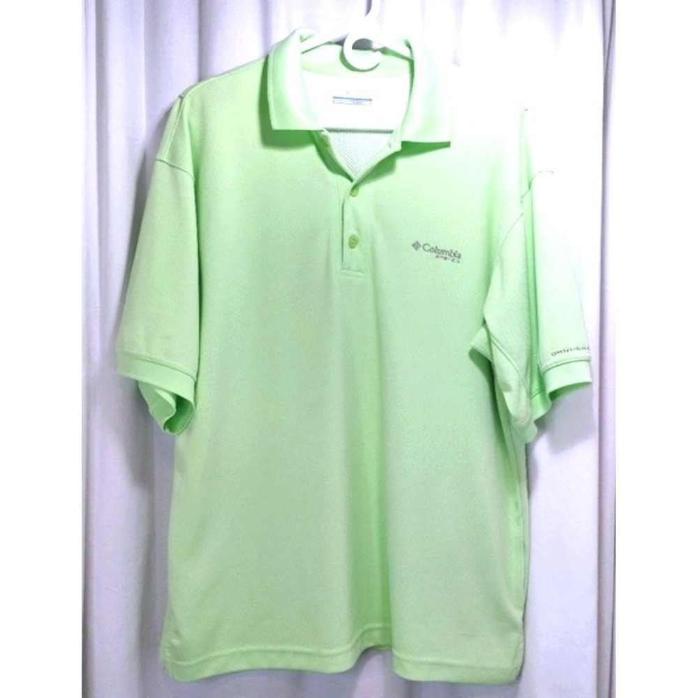 Columbia PFG Fishing Shirt Mint Green Short Sleeve Omni Shade Vented Mens M